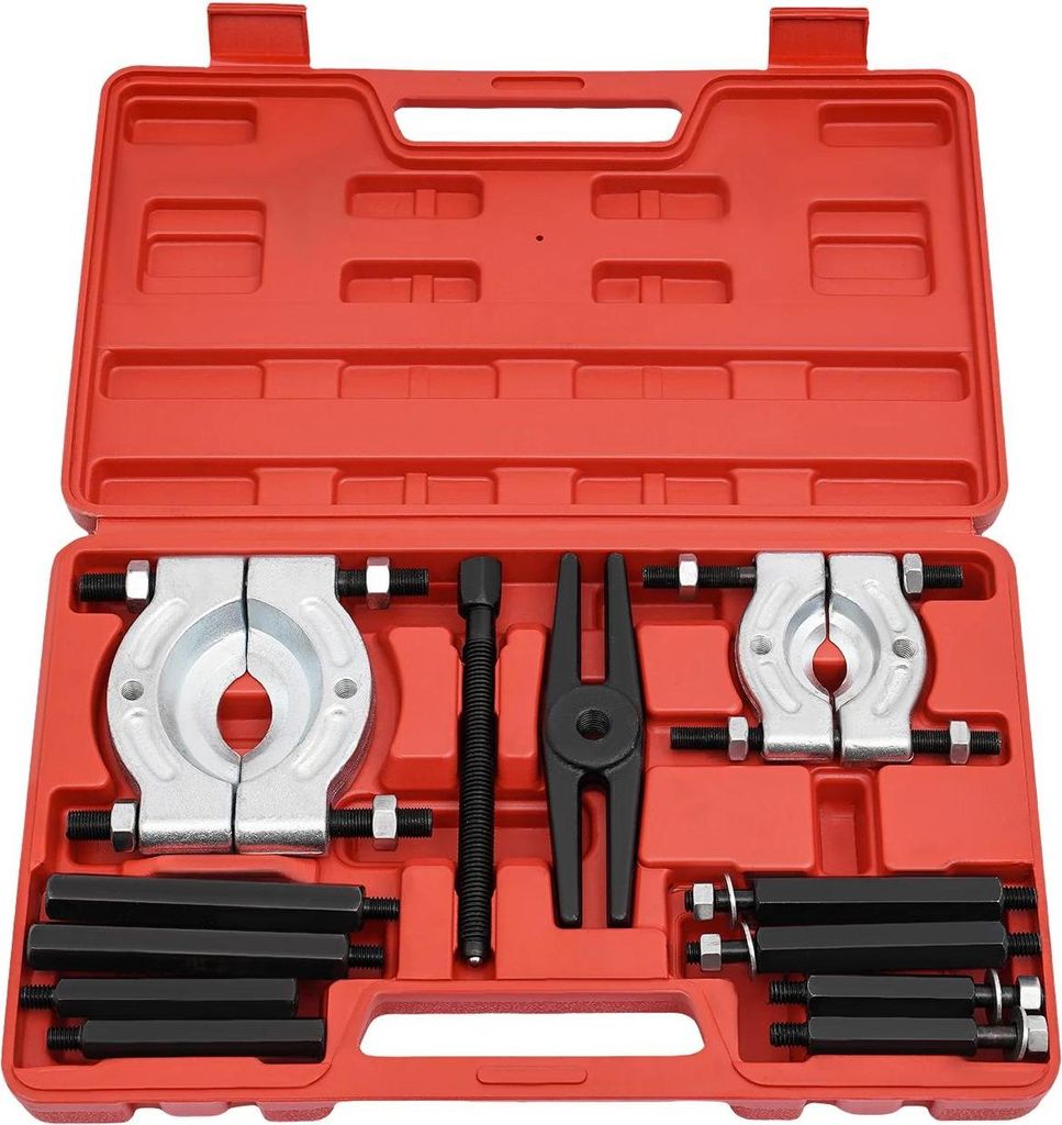 Kugelgelenk/Traggelenk Presse & Lagerabzieher - Set 12-teilig - Für Lager 30–50 & 75–95 mm - Zubehör: 2 Spannfutter, 8 Verlängerungsstangen ...