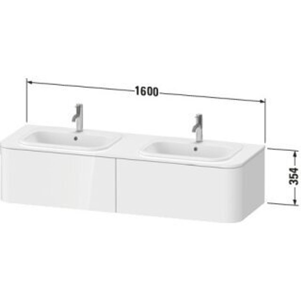 Duravit Happy D.2 Plus Waschtischunterbau für Konsole wandhängend, 1600x550 mm, 2 Auszüge, für 2 Einbaubecken, HP4956B6060