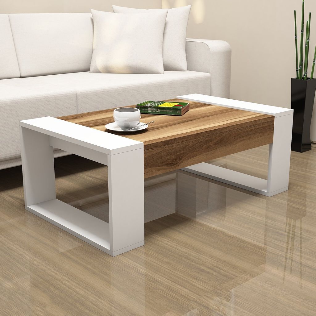 Skye Decor, Venüs - Walnut, White, Couchtisch, Nussbaum, Produktbild