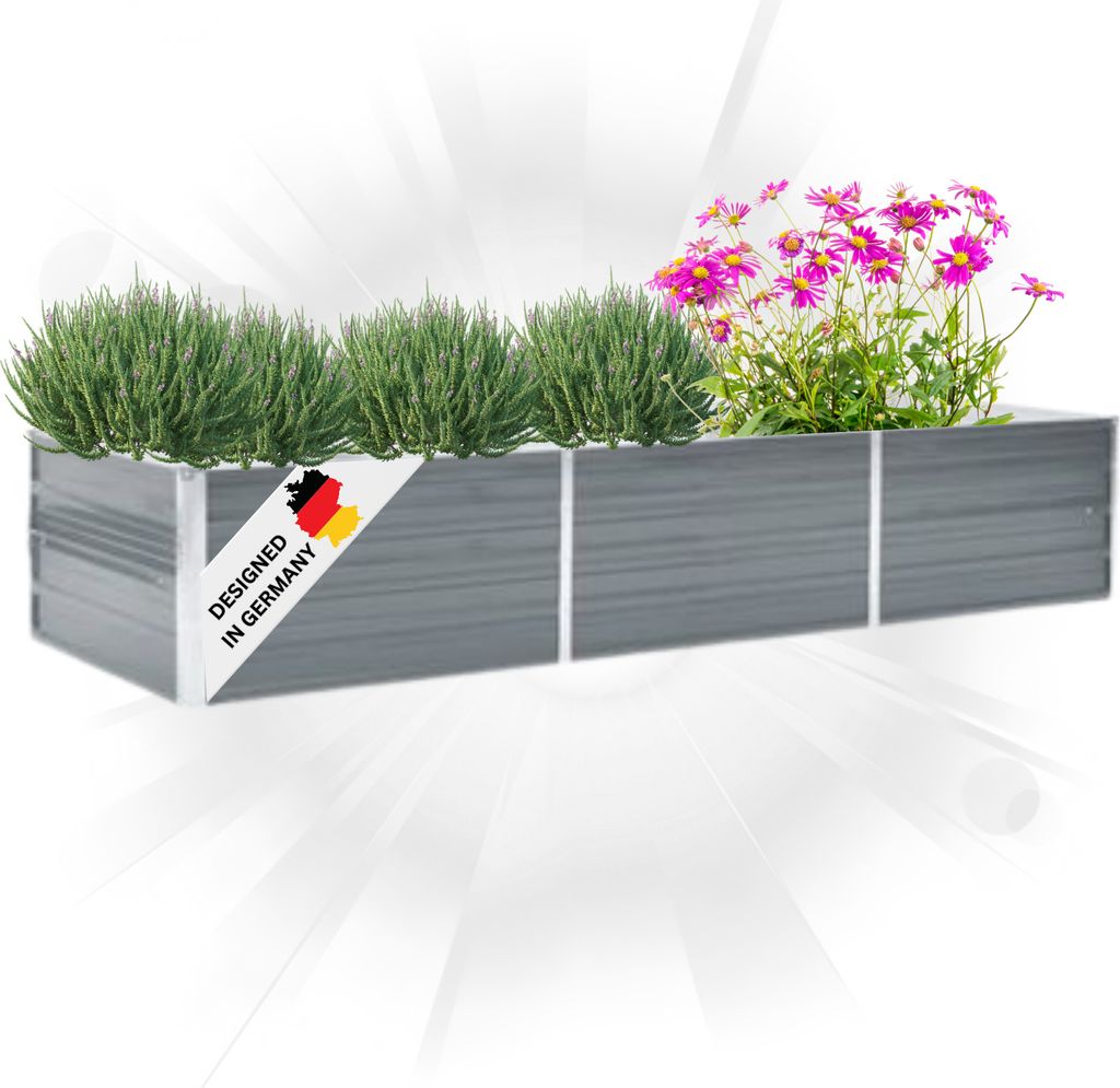 DELUKE® Hochbeet für Garten OSKAR Grau | 240x80x45cm | Produktbild 