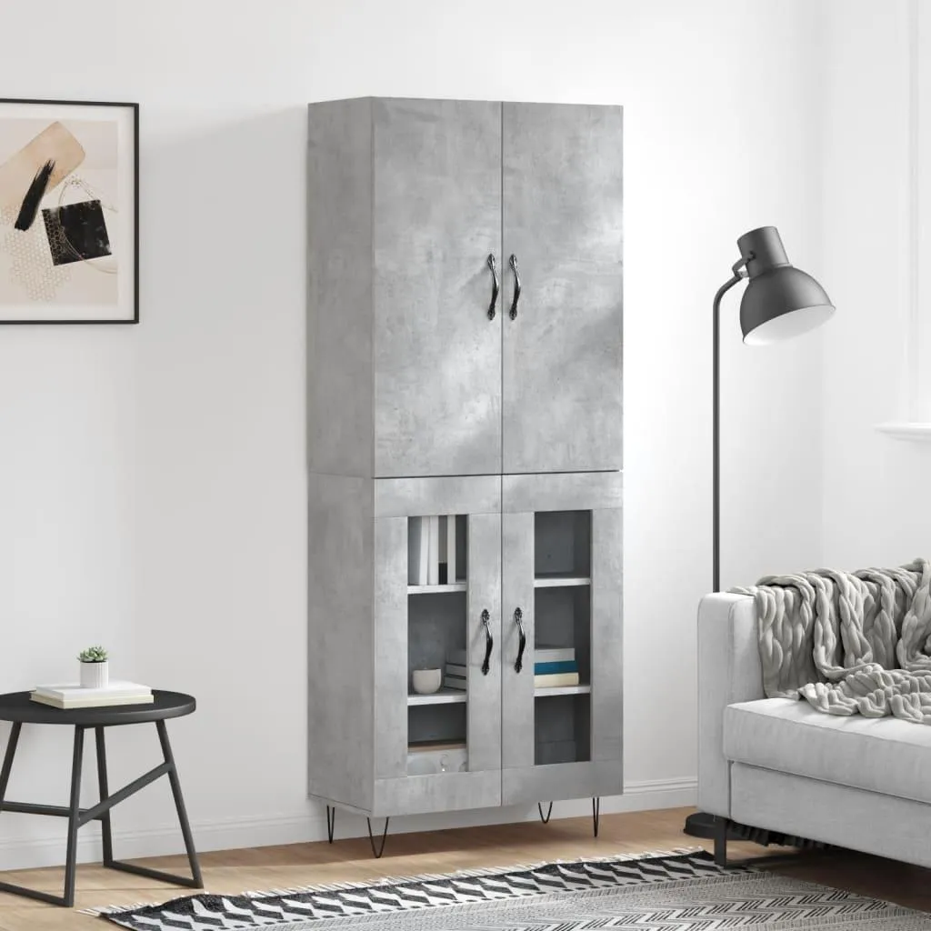 Credenza Grigio Cemento 69,5x34x180 cm | Mobile Alto vidaXL per Soggiorno