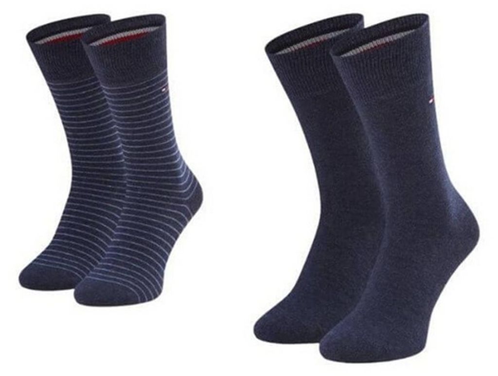 Tommy Hilfiger - Socken für Herren, Stripes (2er-Pack) NA974 (43 EU - 47 EU) (Blau)