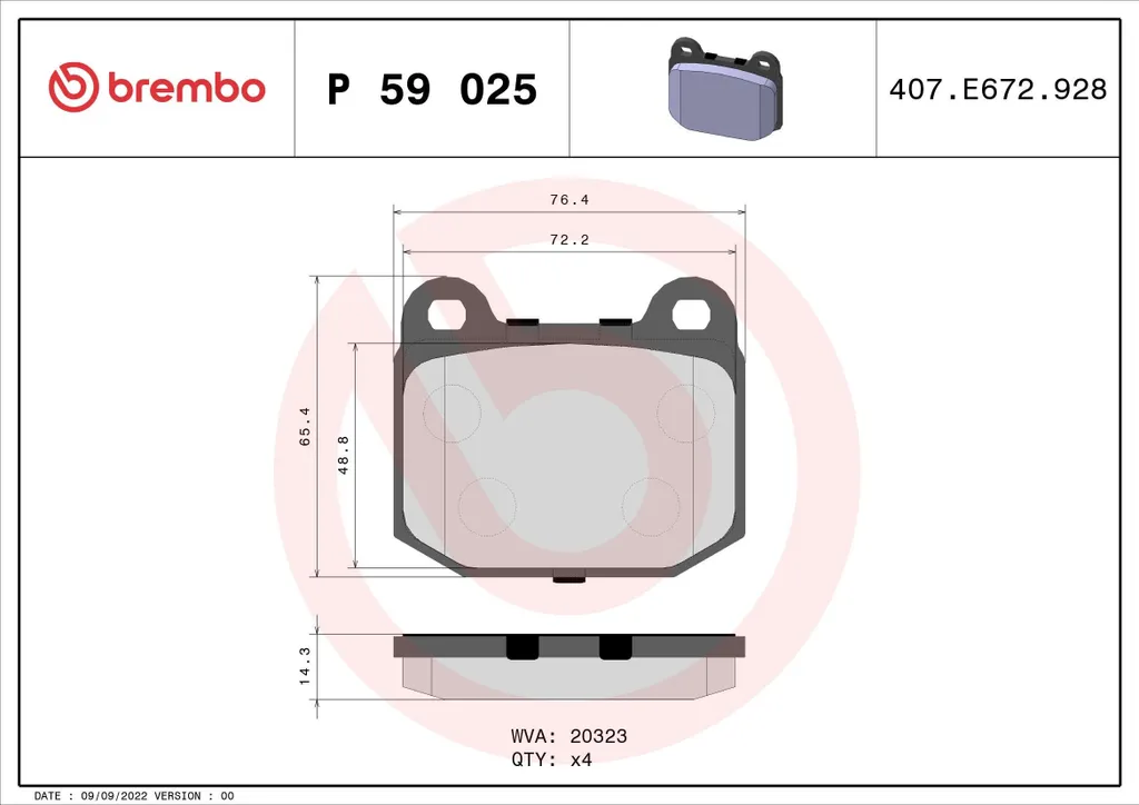 Plaquettes de Frein Brembo P59025 Performance pour Opel Speedster