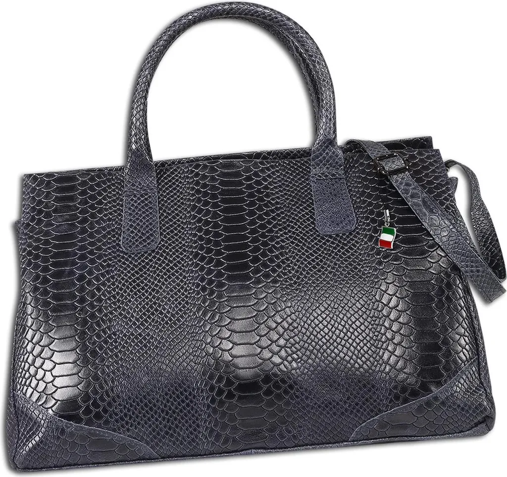 Grand Tote Bag bleu en cuir gaufré pour femme - Modèle Florence OTF172B6
