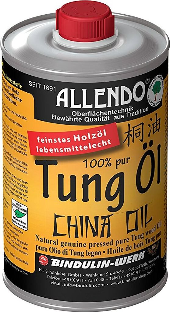 Allendo® 100% pures Tung Öl, für Innen & Außen, Produktbild 