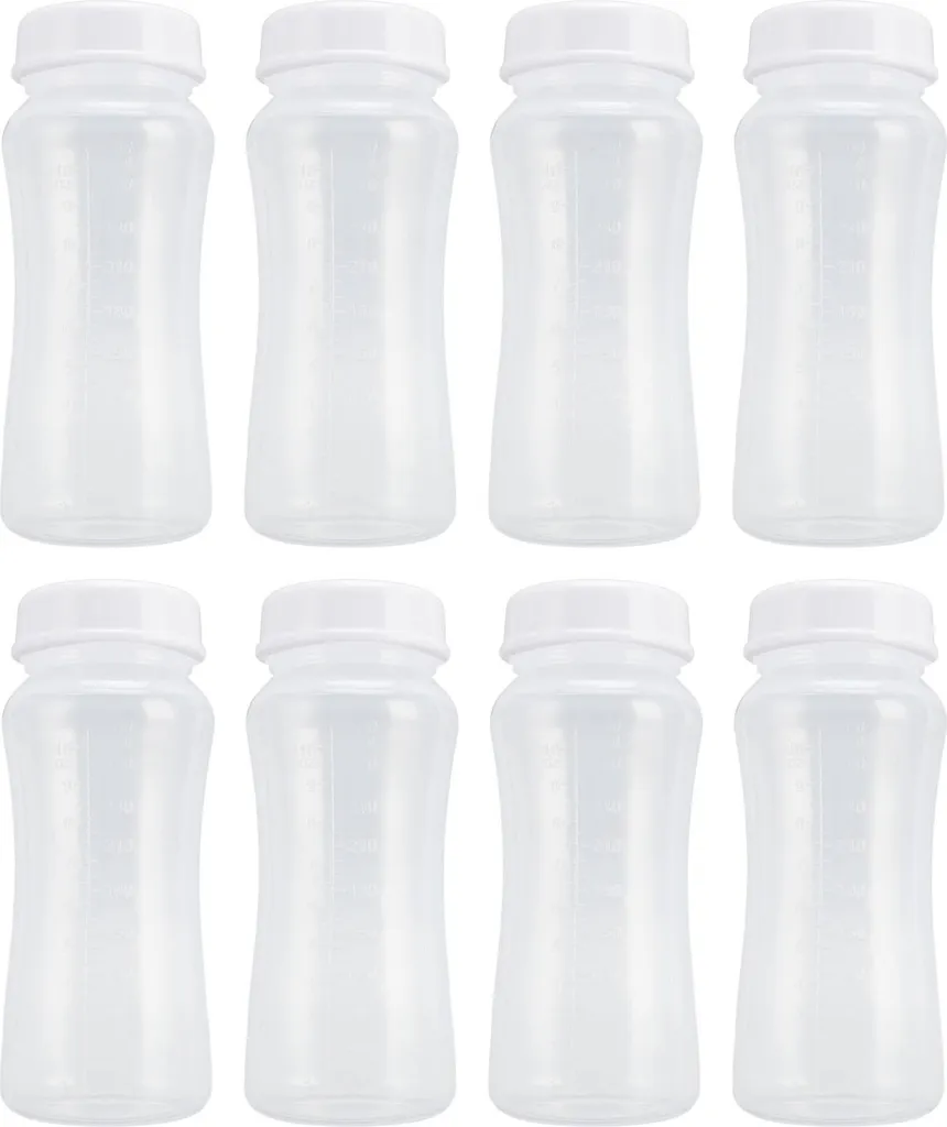 Biberon conservation lait anti-fuite 300ml à col large de 5 cm pack 8