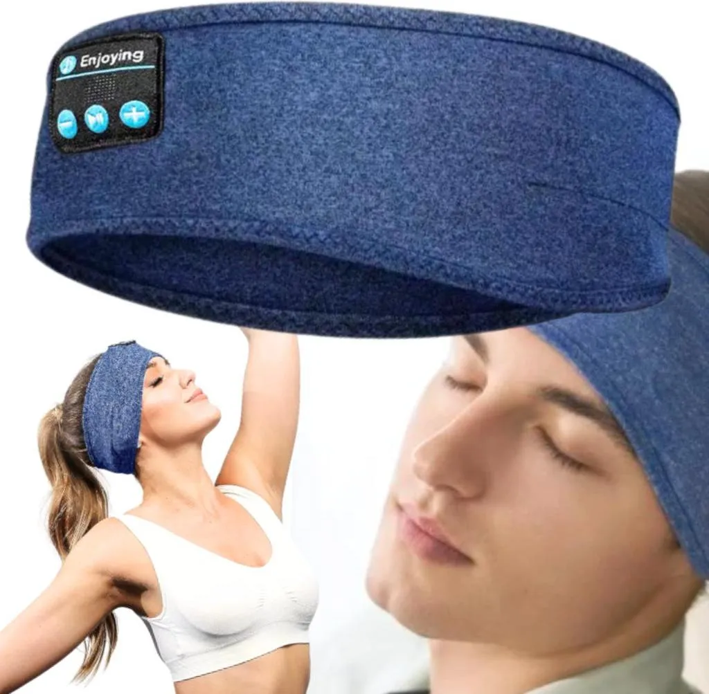 Casque Bandeau de Sport sans Fil Bleu Marine pour Course et Détente
