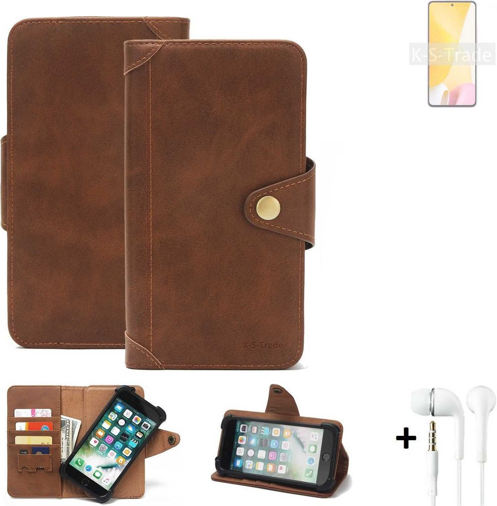 K-S-Trade Handyhülle Schutzhülle kompatibel mit Xiaomi 12 Lite Walletcase Bookstyle Schutz Case Hülle Wallet Flipcase Cover PolyurethanBraun inkl.