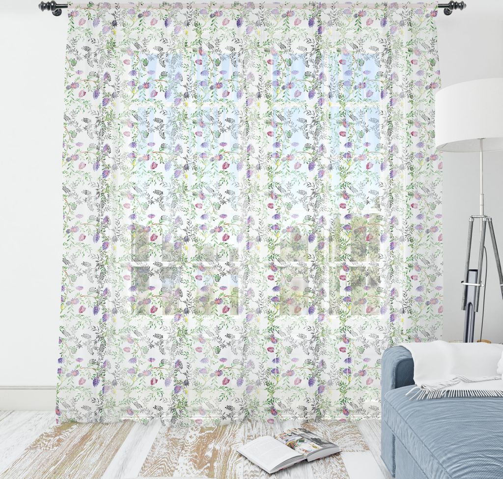 ABAKUHAUS Blumen Wandteppich, Wilde Flieder blüht Frühlings-Frische Aquarell-Skizze Blick Muster, Wohnzimmer Schlafzimmer seidiges Satin Wandtuc...