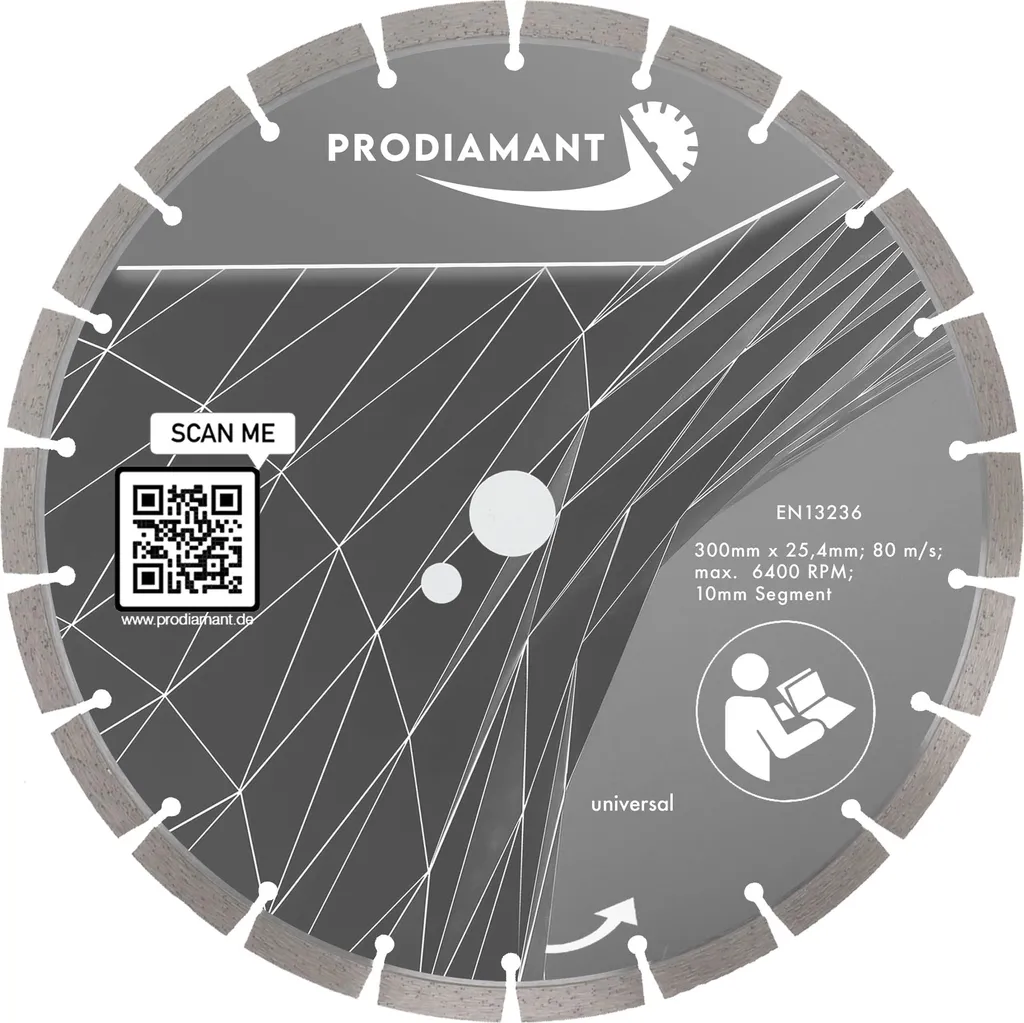 Disque diamanté 300 mm béton segments robustes alésage 25,4 mm durabilité