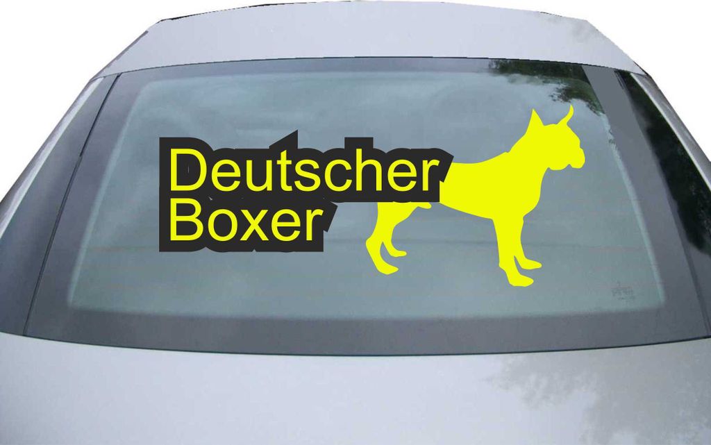 Indigos UG - Aufkleber Heckscheibe & Motorklappe DE7047 - neongelb - 600x251 mm - Deutscher Boxer mit Name German - Auto Scheiben Fenster Heckklapp...