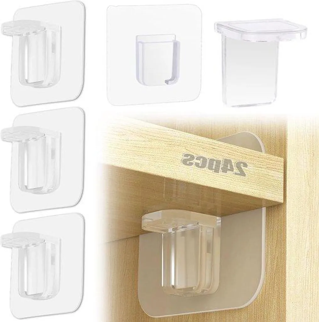 Support pour verre et étagère transparent avec adhésif haute adhérence