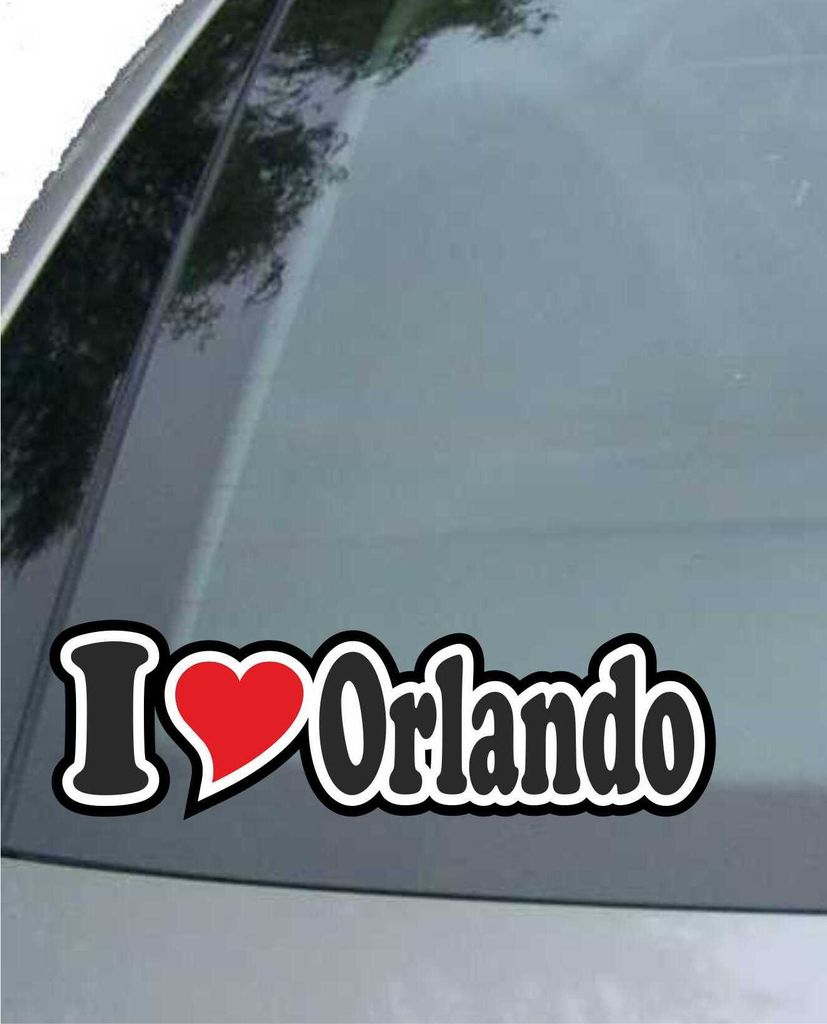INDIGOS UG - Aufkleber / Autoaufkleber I Love Heart - Ich liebe mit Herz 15 cm - I LOVE Orlando - Auto LKW Truck - Sticker mit Namen vom Mann Frau ...