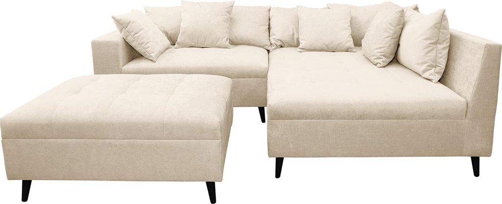 home24 Ecksofa mit Ottomane und Hocker