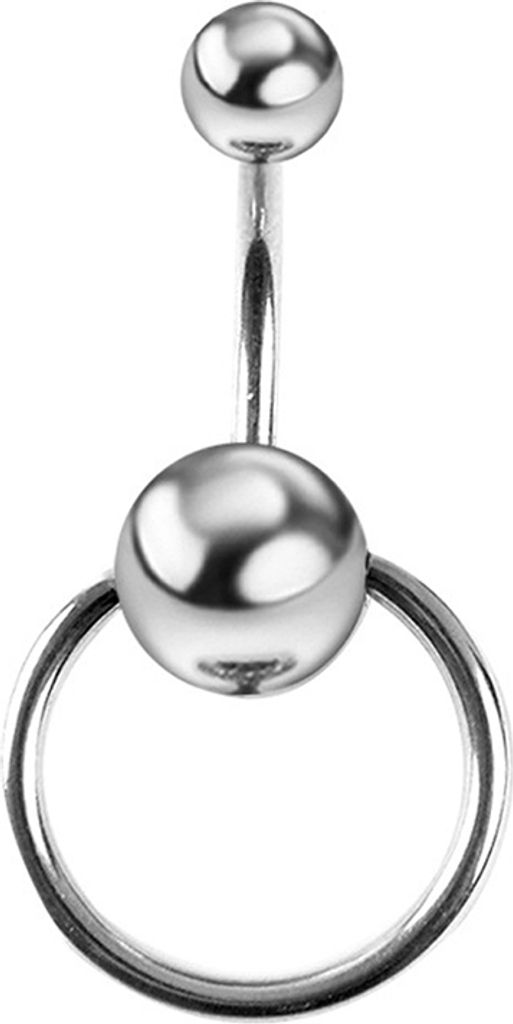 Mode Frauen Kreis Ball Bauchnabel Bar Nabel Ring Körper Piercing Schmuck-Silber,6mm