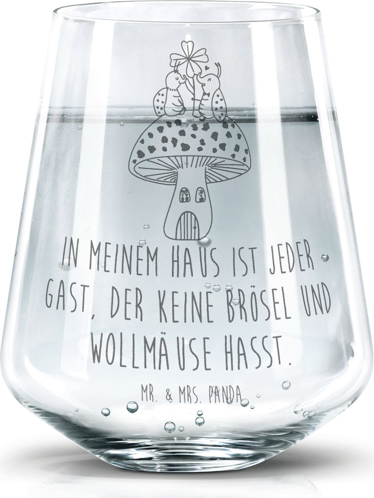 Mr. & Mrs. Panda Tumbler Glas Marienkäfer Fliegenpilz - Transparent - Geschenk, Wohnung, Trinkglas, Haus, Becherglas, Zuhause, Lustige Sprüche, W...