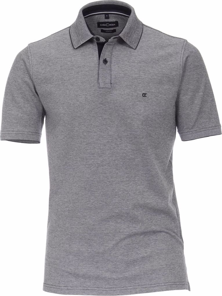 CASAMODA Herren Poloshirt Kurzarm Regular-Fit Blau meliert 3XL