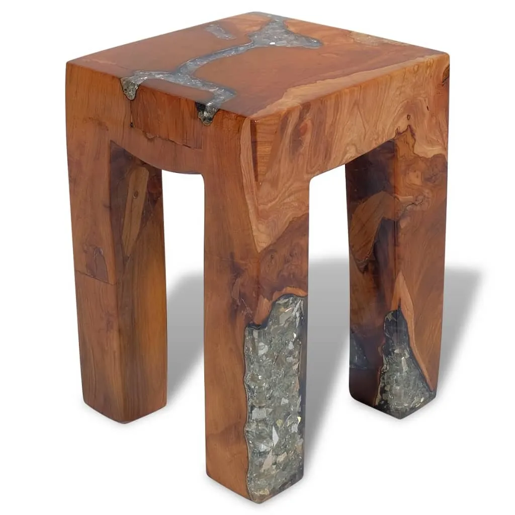 Tabouret d'appoint en teck pour décoration intérieure et petit salon