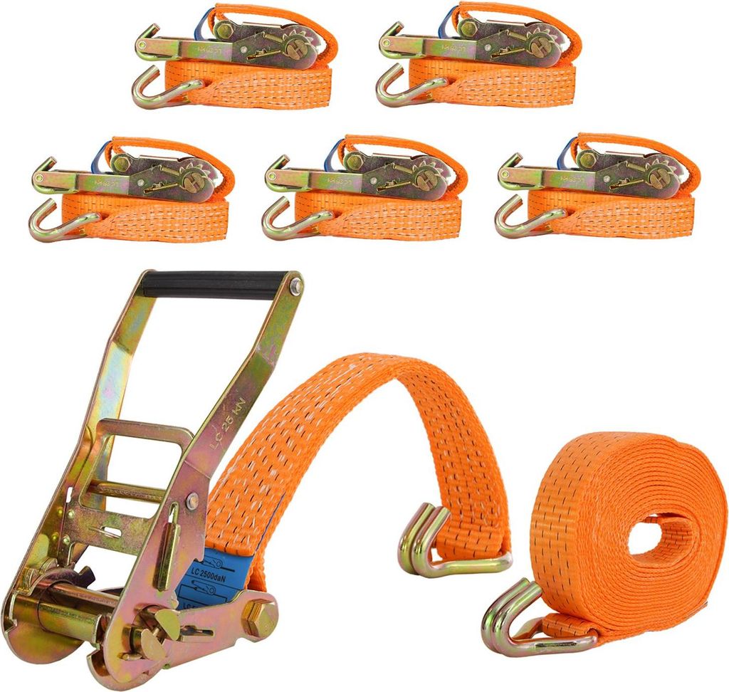 5x Spanngurt Ratschen Zurrgurt 8m 5000kg 5t 5to ORANGE Produktbild 