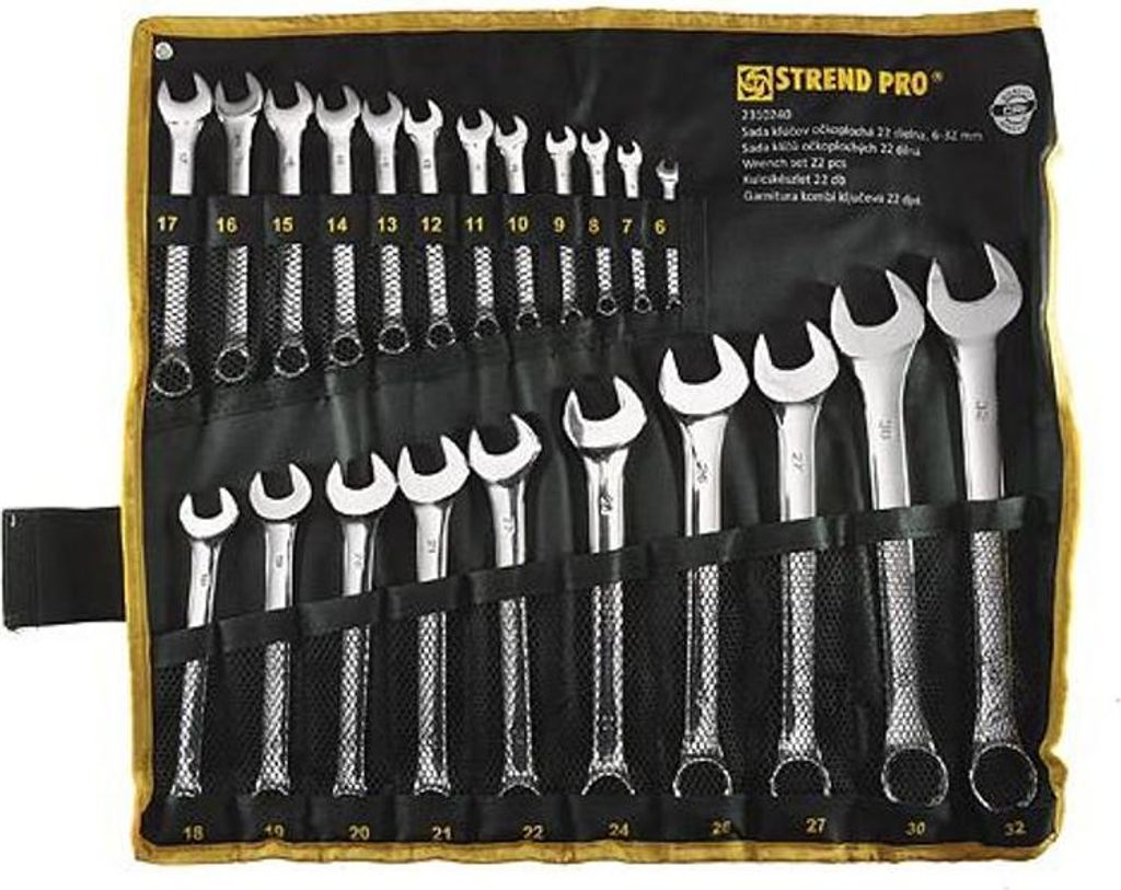 Schlüsselsatz Strend Pro HR31586, Ringmaulschlüssel, 22-teilig, Cr-V, 6-32 mm