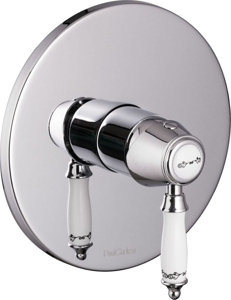 PaulGurkes Unterputz Einhandmischer Chrom Keramik Bordüre Retro ohne Grundkörper