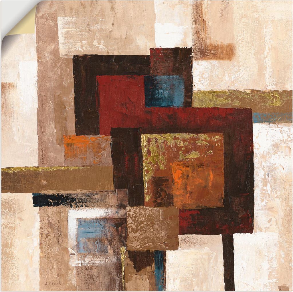 ARTland Wandbild, selbstklebend Karos Abstrakt II Größe: 100x100 cm