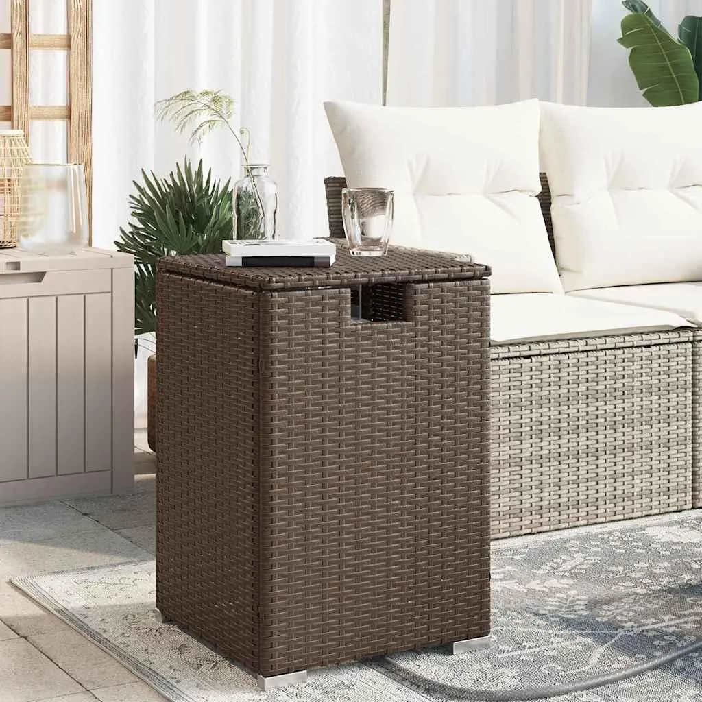 Table d'appoint cache-gaz propane 40x40x60cm rotin marron terrasse