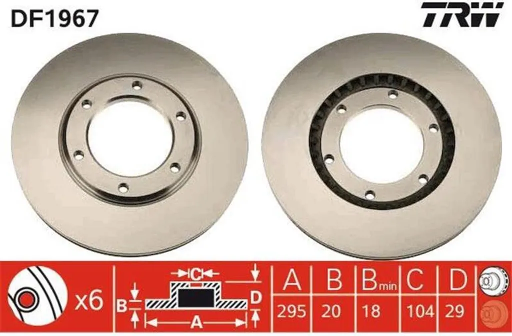 Disque de Frein TRW 295mm Haute Résistance pour Nissan Patrol Y60 GR