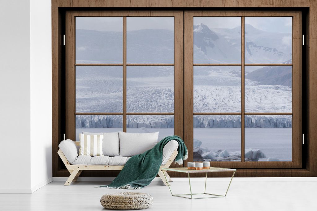 MuchoWow Fototapete für Wohnzimmer oder Schlafzimmer Wandtapete Vinyl Motivtapete Durchblick - Nebel - Schnee - 390x260 cm - Papiertapete
