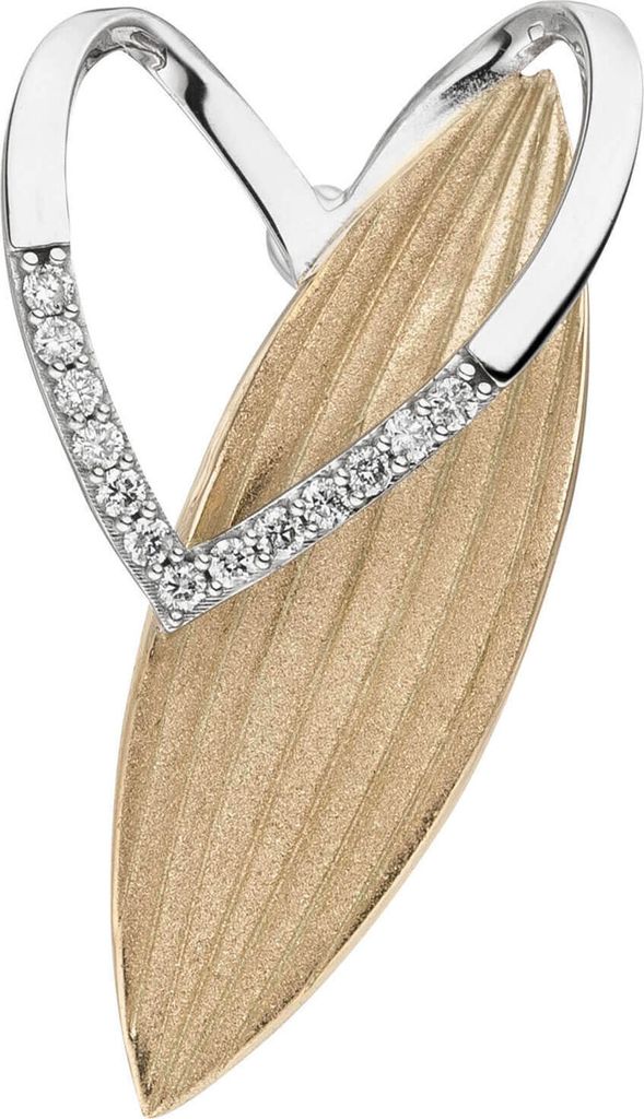 Anhänger aus 585 Gold Gelbgold bicolor teil-mattiert 13 Brillanten 0,09ct.