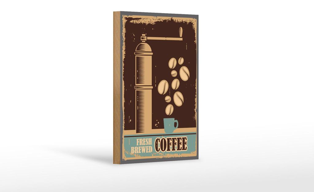 Holzschild Retro 12x18cm Kaffee Coffee fresh brewed