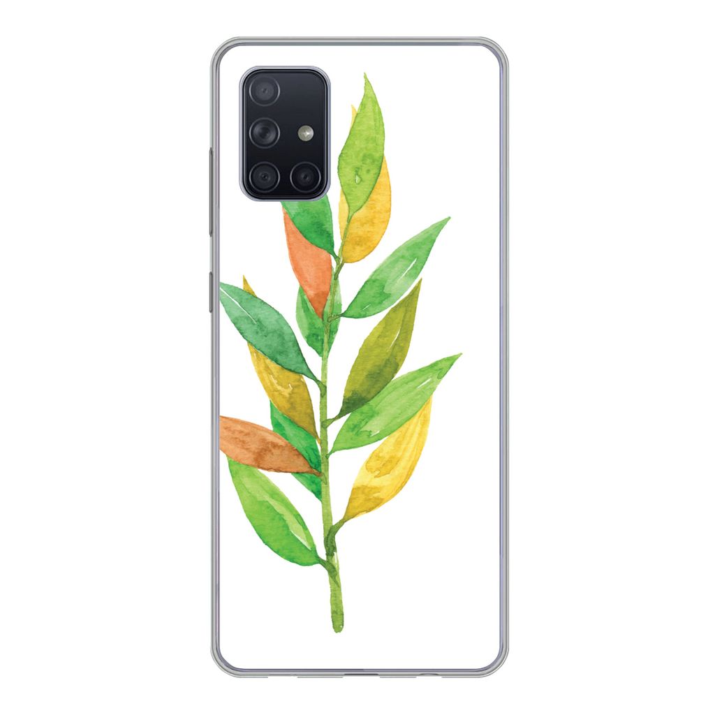 MuchoWow Handyhülle Schutzhülle Hülle für Samsung Galaxy A51 Aquarelle - Blätter - Pflanzen Silikon Softcase Handy Hülle - Schutzabdeckung
