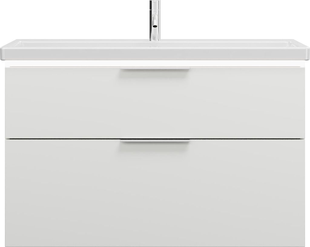burgbad Eqio Keramik-Waschtisch inklusive Waschtischunterschrank mit LED-Beleuchtung, Breite 1030mm, SEZA103F2009C0001G0146