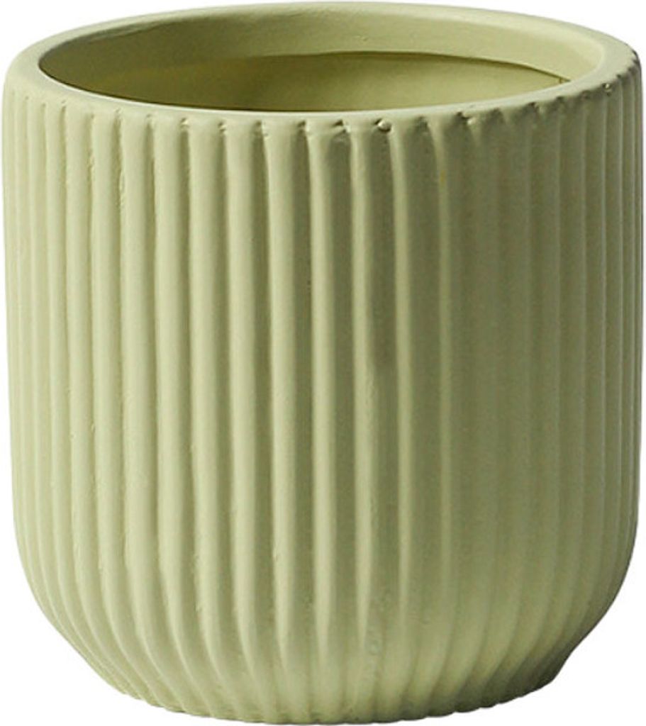 Runder Geriffelter Keramischer Blumentopf Mit Drainageloch, Modernes Streifendesign Indoor Outdoor Pflanzentopf (Grün,11cm)