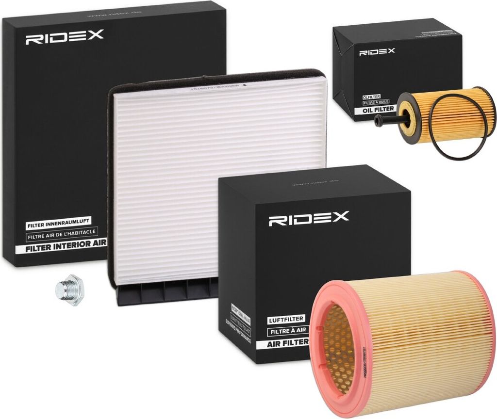 RIDEX Filterset Inspektionspaket Filtersatz passend für PEUGEOT PARTNER Combispace (5F) PARTNER Kasten (5) für CITROËN Berlingo / Berlingo First