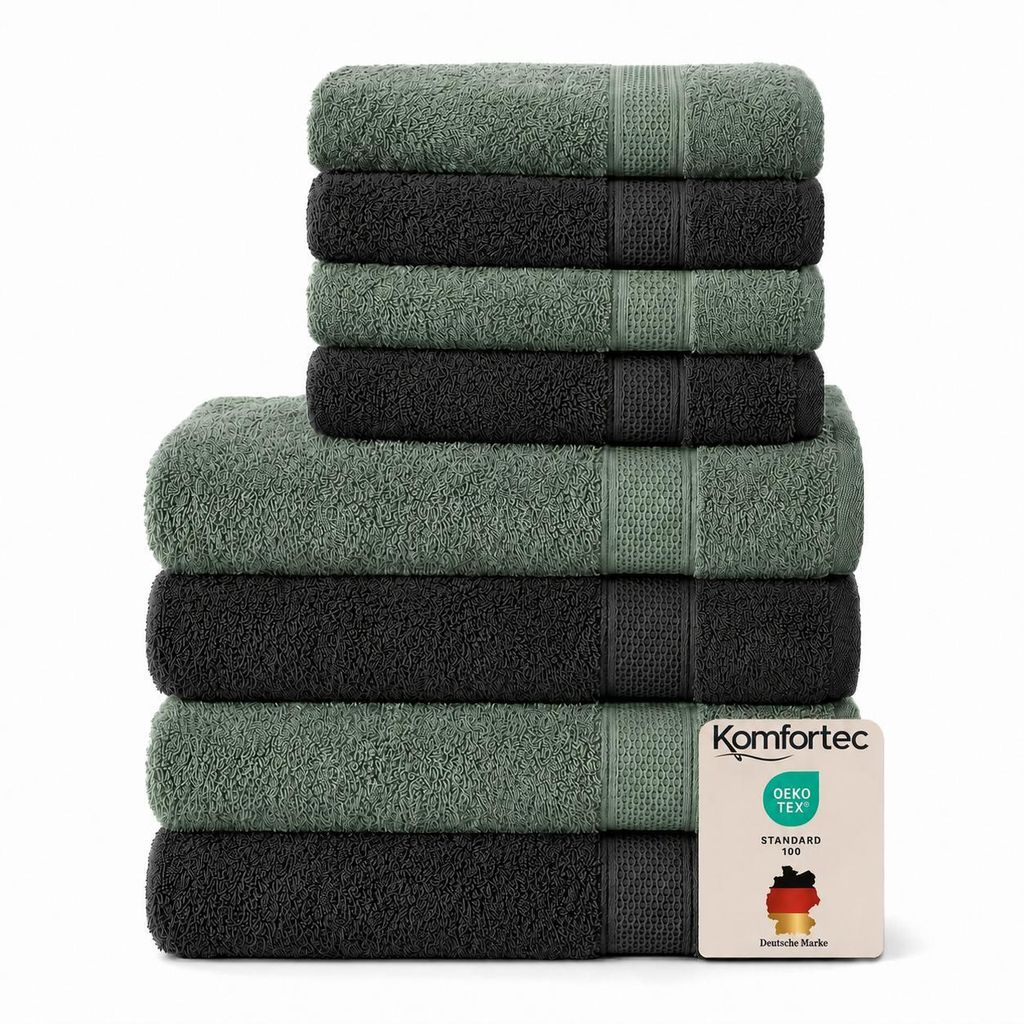 Komfortec 8er Handtuch Set aus 100% Baumwolle, 4 Badetücher Produktbild 