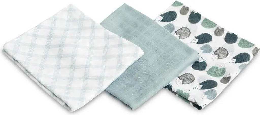 Lange bambou anti-irritation 3-pack 70x80cm bleu hérisson pour bébé