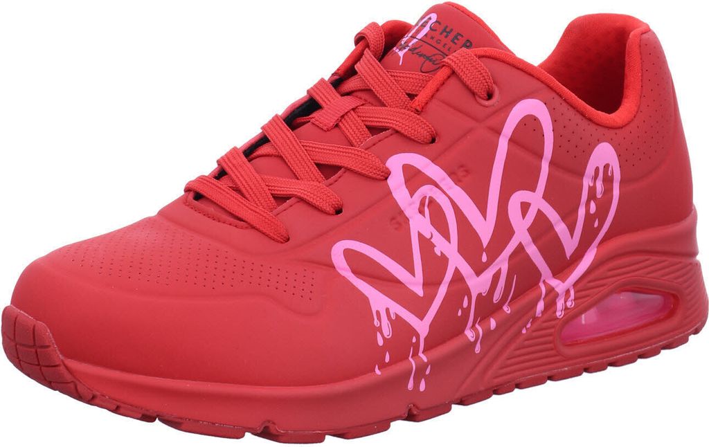 Skechers Damen Schnürschuhe Sportlich Gummisohle rot
