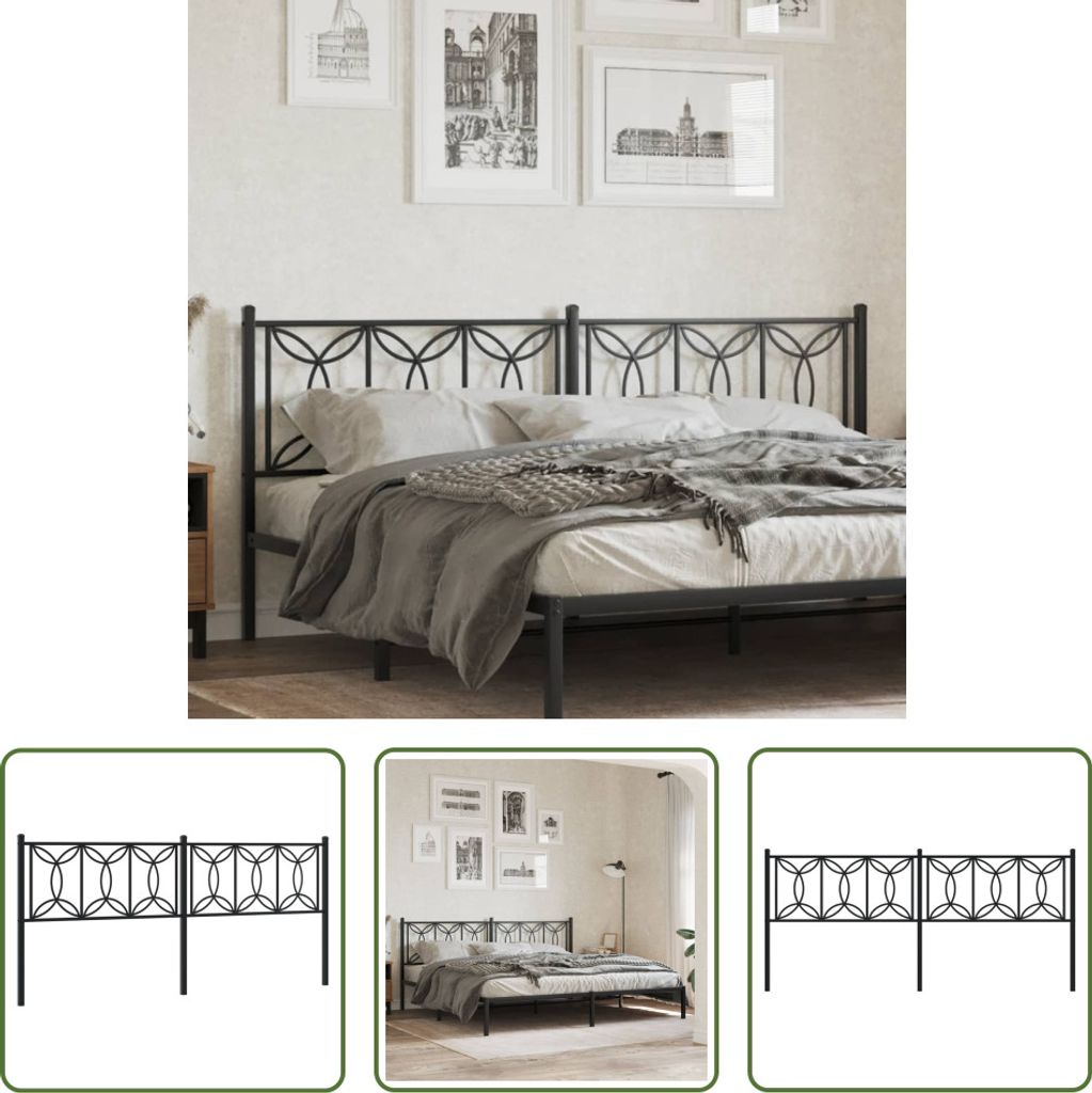 The Living Store Kopfteil Metall Schwarz 193 cm