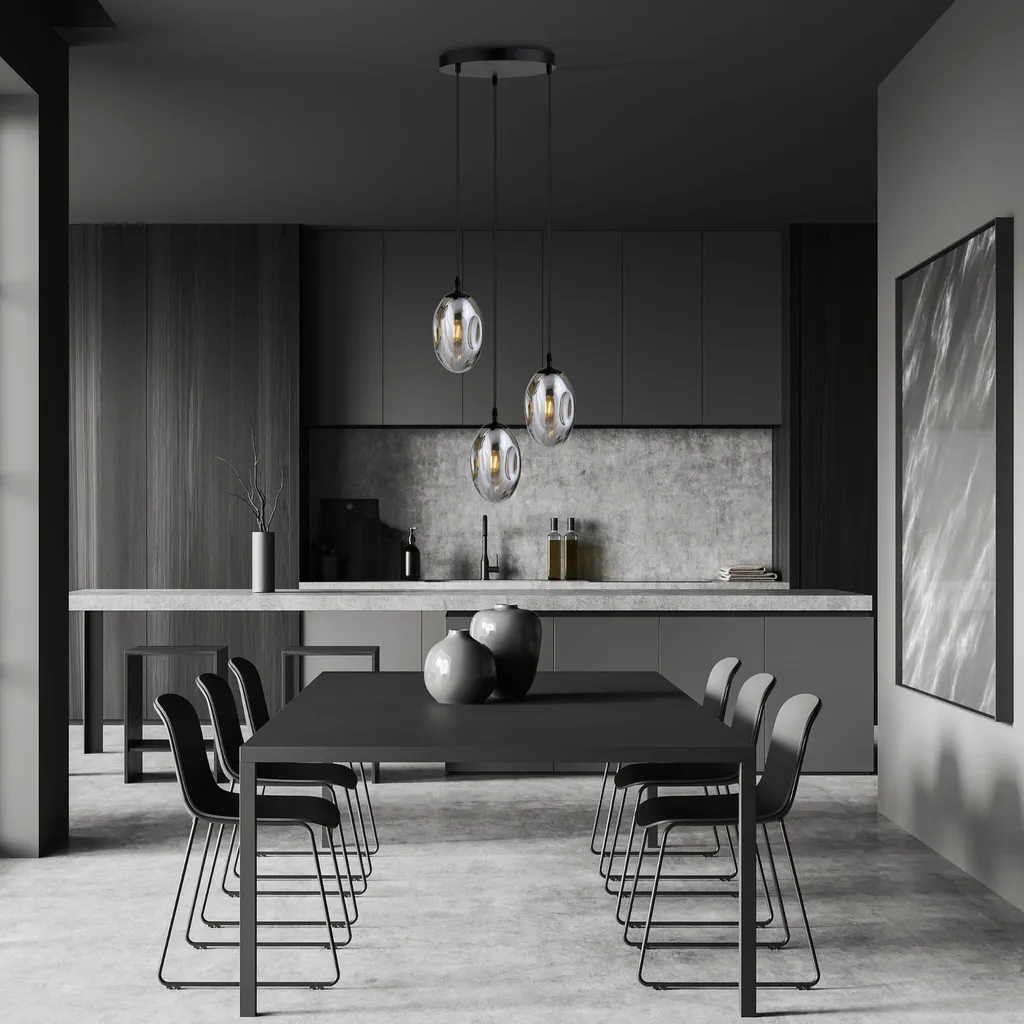 Luminaire design 3 abat-jours graphite ASTRAL 10W - Style industriel