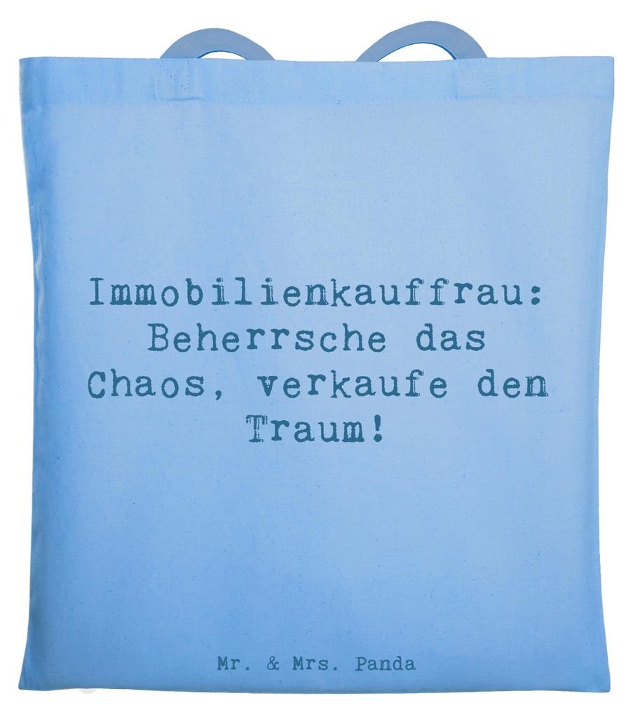 Mr. & Mrs. Panda dokumententasche Spruch Immobilienkauffrau - Sky Blue - Geschenk, totebag, kreative Geschenke, Marktanalyse Immobilien, Beruf, Tot...