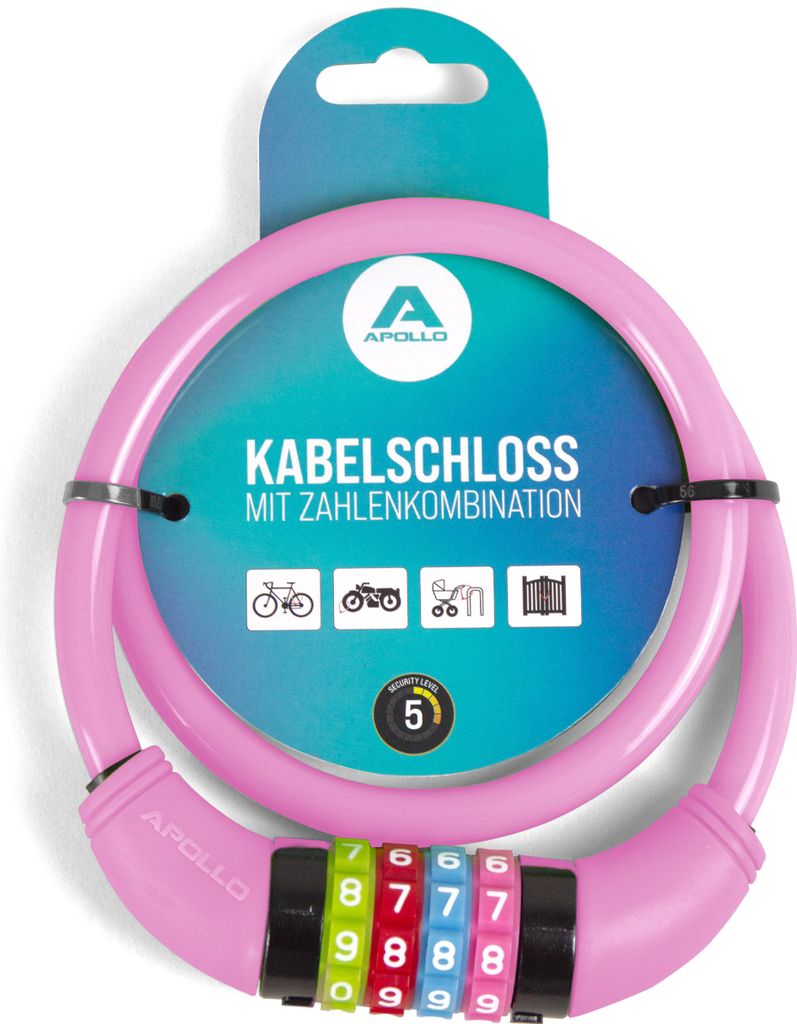 Kabelschloss / Zahlenschloss - Pink - 650mm Produktbild 