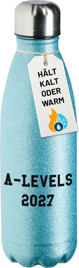 Huuraa Trinkflasche A-Levels 2027 Abschluss Großbritannien 500ml Blue Edelstahl Wasserflasche Trinkflasche Geschenkidee