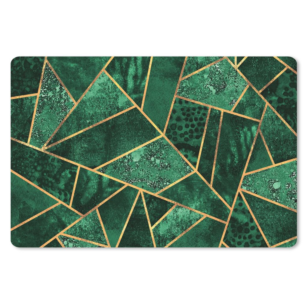 MuchoWow Mauspad Mousepad Smaragd - Gold - Abstrakt - Muster 27x18 cm - Mousepads - Maus Mat - Pad - Mausunterlage - Büroartikel - Desk Matten
