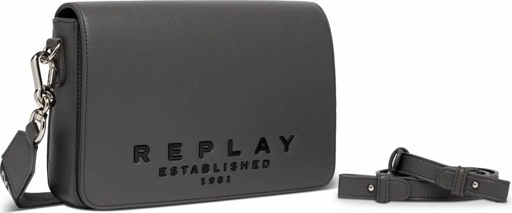 Sac Bandoulière REPLAY Gris Foncé avec Sangle Ajustable et Zip Robuste