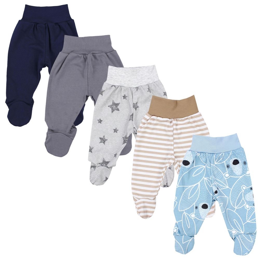 TupTam Baby Unisex Hose mit Fuß Bunte 5er Pack, Farbe: Junge 6, Größe: 68