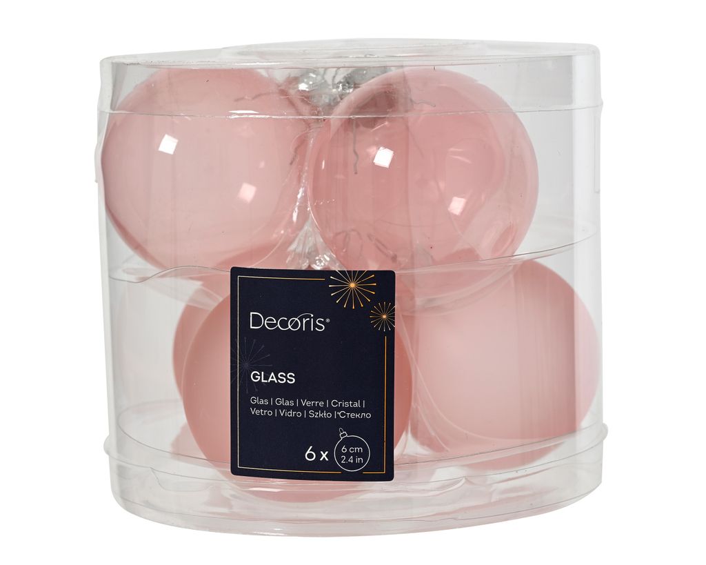 Weihnachtskugeln Glas 6cm x 6 Stück - Rosa transparent Produktbild 