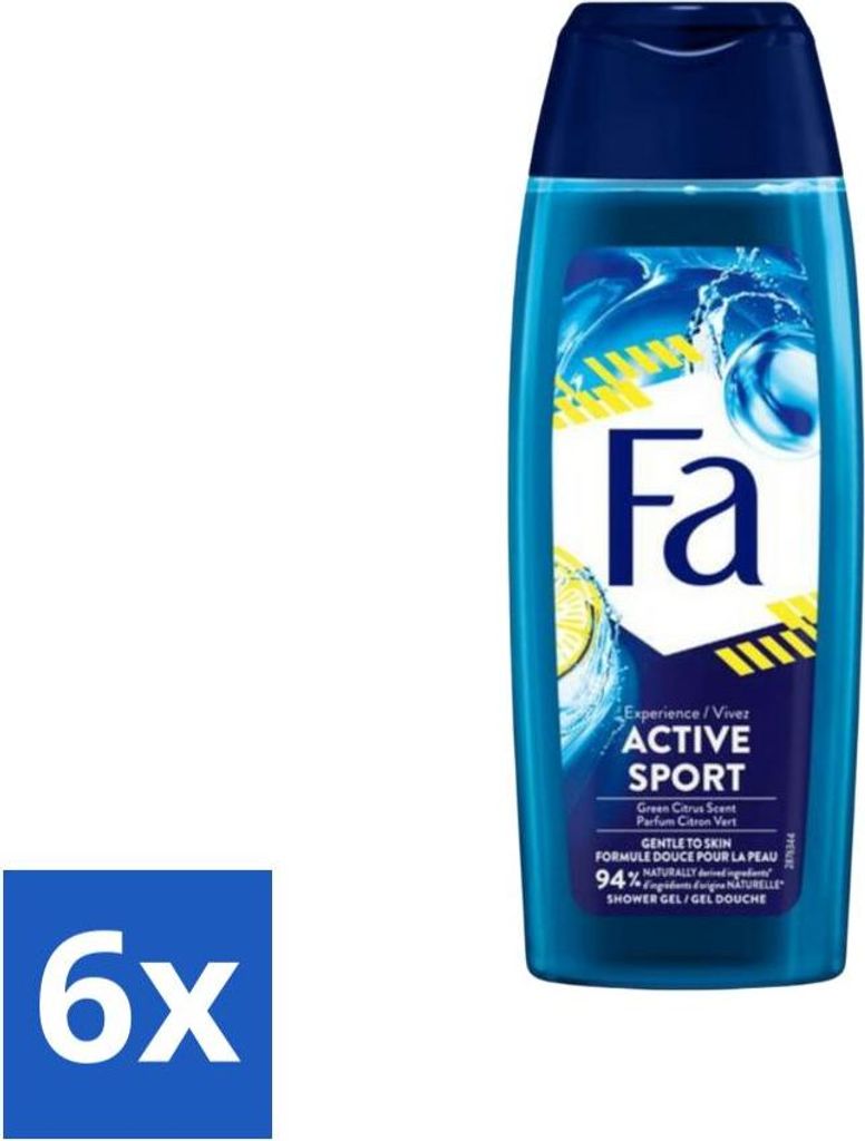 Fa Men - Duschgel - Active Sport - Erfrischend - Green Citrus - 250 ml - Vorteilspack - 6 Stücke