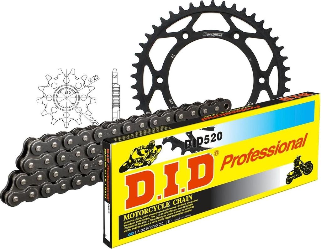 Kit Stahl passend für KTM EXC250 Racing 04-06/EXC400 Racing... 15-45-118 DID520 Clip