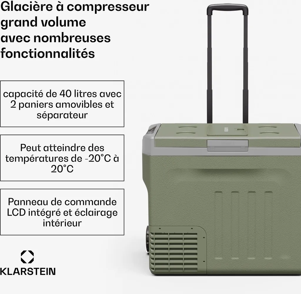 Glacière électrique à compression 40L Klarstein PolarForce LCD Verte - 2